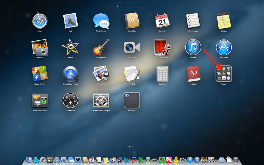 Launchpad Mac OS X Ordner Andere öffnen