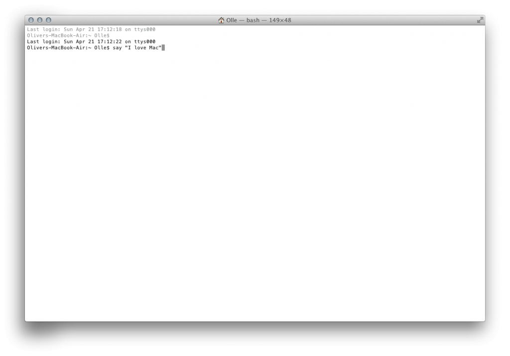 Terminal-Konsole unter Mac OS X