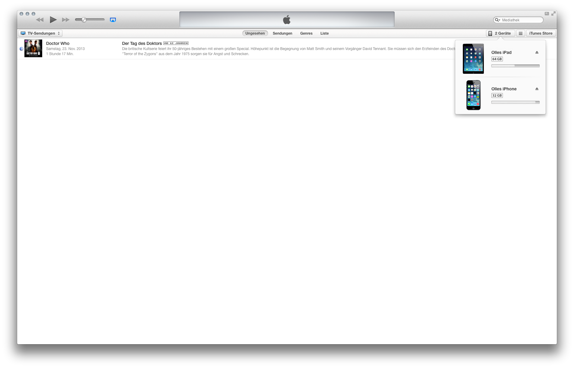 iPad unter iTunes auswählen