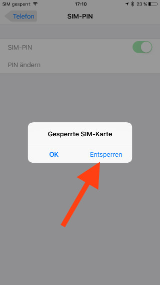 SIM-Karte unter iOS nachträglich entsperren SIM-Karte Dialog