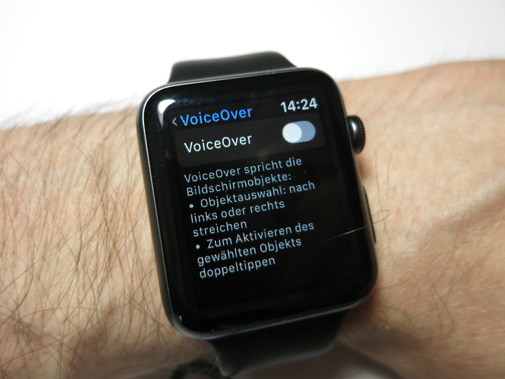 Siris Sprachausgabe auf der Apple Watch mit Voiceover simulieren