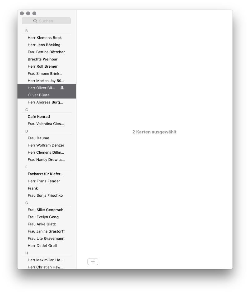 Dubletten im Adressbuch des Mac zusammenführen Doppelte Einträge auswählen