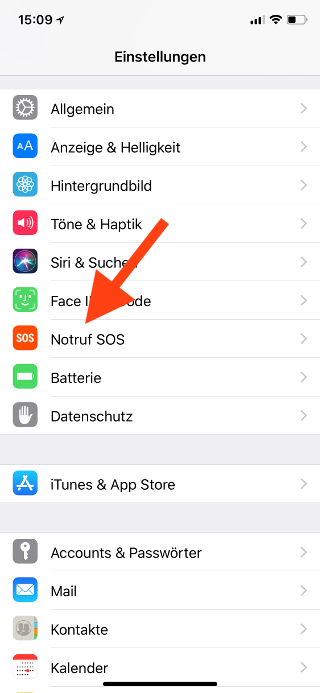 SOS-Notruffunktion auf dem Apple iPhone 8, 8 Plus und X abschalten Notruf SOS auswählen