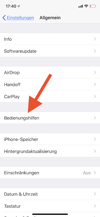 Dreifachklick der Seitentaste des Apple iPhone mit einer Funktion belegen Bdienungshilfen öffnen