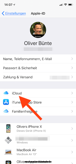 iCloud-Backup unter iOS manuell starten iCloud öffnen