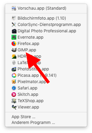 Dateityp anderen macOS-Apps zuweisen Neue App auswählen
