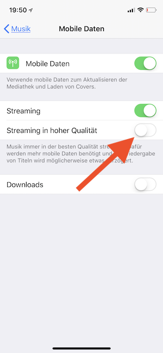 Apple Music Songs unterwegs in höchster Musik-Qualität streamen Streaming in hoher Qualität aktivieren