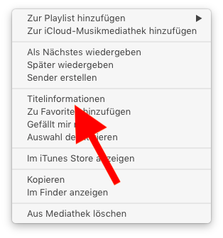 Klingelton und Textton für das Apple iPhone mit iTunes erstellen 02 Titelinfo aufrufen
