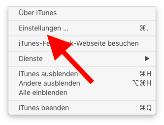 Klingelton und Textton für das Apple iPhone mit iTunes erstellen 06 iTunes-Einstellungen aufrufen