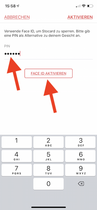 Stocard Digitale Kundenkarten auf dem Apple iPhone und der Apple Watch Face ID aktivieren