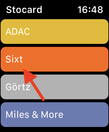 Stocard Digitale Kundenkarten auf dem Apple iPhone und der Apple Watch Karte auswählen Apple Watch