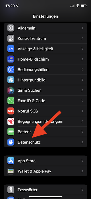 App-Datenschutzbericht für Apps und Websites unter iOS aktivieren und einsehen Datenschutz aufrufen